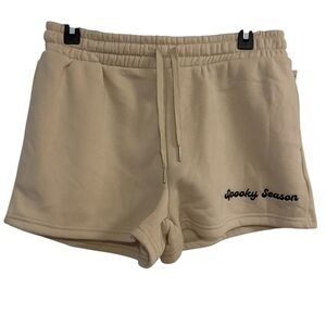 Spooky Season Embroidered Tan Lounge Shorts